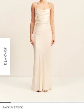 Shona Joy Cream Bias-Drape Maxi Dress